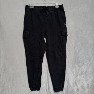 Polo Ralph Lauren Cargo Pants Boys XL Black Casual Fleece Drawstring Pockets